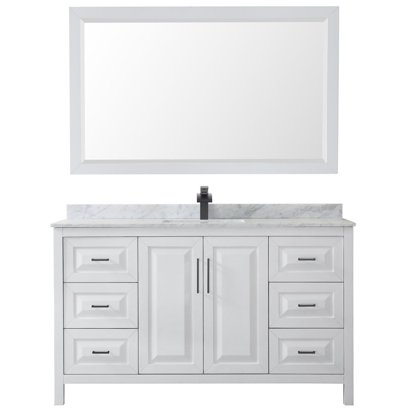Daria 60'' W Single Vanity, Dark Gray, Polished Chrome, White Carrara Marble
