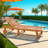 Outdoor Wooden Chaise Lounge Chair with Adjustable Backrest and Wheels, Foldable Acacia Recliner