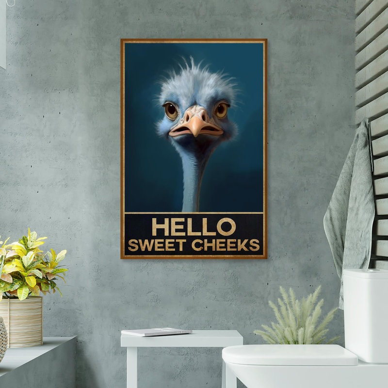 Autruche «Hello Sweet Cheek» - Reproduction d'art graphique rectangulaire sur toile tendue 1 pièce