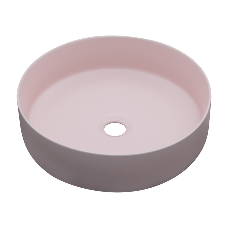 15.75"X15.75" Pink Ceramic Vessel Bathroom Sink, Pink