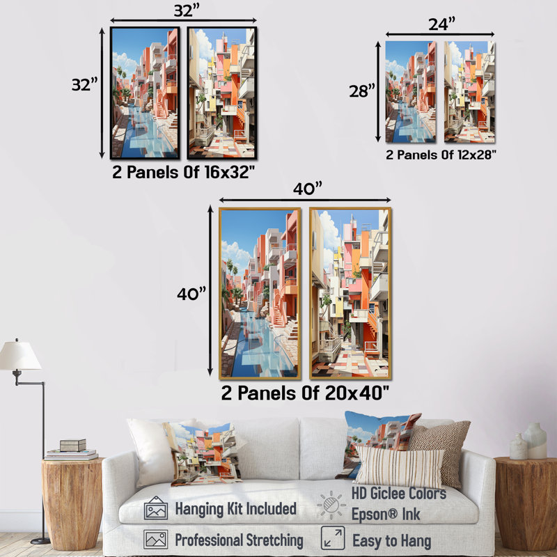 Ensoleillé Sunny Lodges - ensemble d'art mural sur toile hôtels et loges, Toile tendue, H 28 po x l 25 po