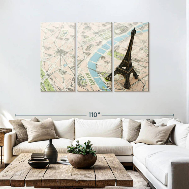 Aliaz Eiffel Tower Paris Map, 48" H x 74" W