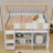 Wooden Low Loft Bed With LED Lights, Storage Shelf And Cabinets-590955769