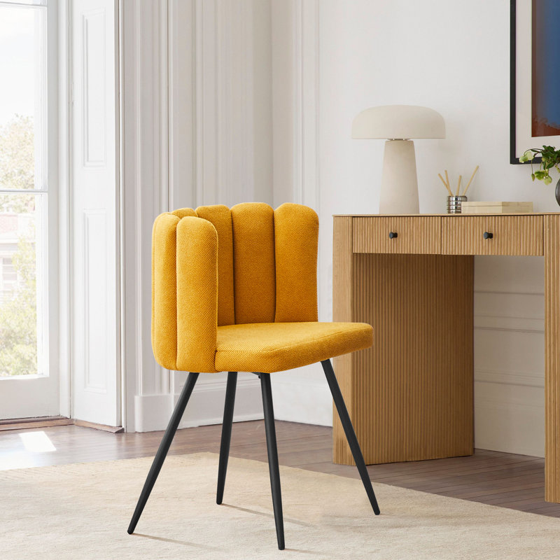 1Er Set Dining Chair,Fabric Lounge Chair, Yellow Fabric