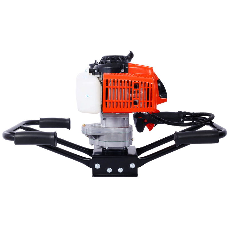 Post Hole Digger 2.7 HP 63 CC Aluminum Red Two-Person Handle Gas-Powered 2-Stroke Machine Only