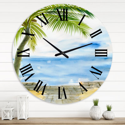 Palm Beach Resort At Dawn II - Horloge murale nautique et côtière