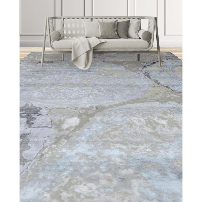 Abstract Area Rug in Gray, Rectangle 6' x 9'