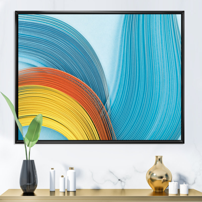 «Fractal Blue and Orange Junction», reproduction d'art sur toile moderne, H 8 po x l 12 po x P 1,5 po, Cadre flottant noir