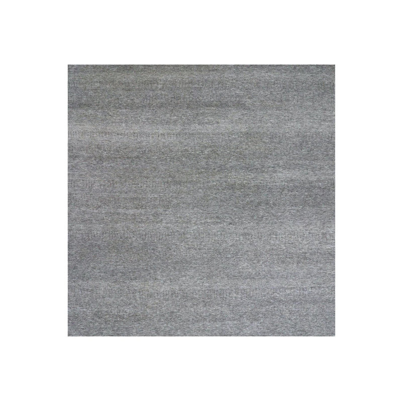 Tapis carré gris en laine nouée à la main 12 pi x 12 pi 2 po DEEF733E93604A8BAB96AD0AD507DA6F