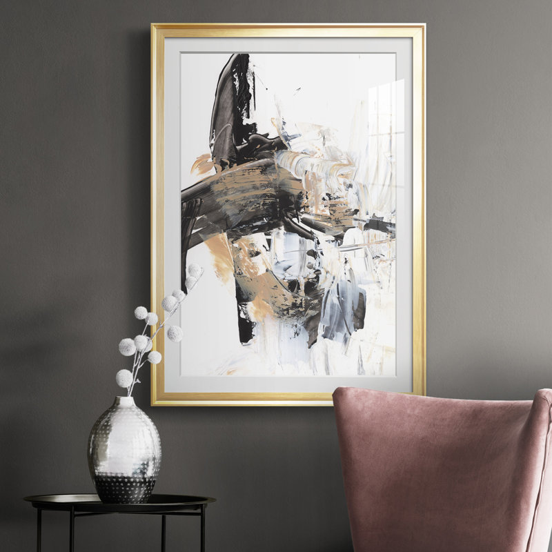 Ruckus I, reproduction encadrée de qualité supérieure - prête à être accrochée, H 42,5 po x l 30,5 po x P 1 po, Or