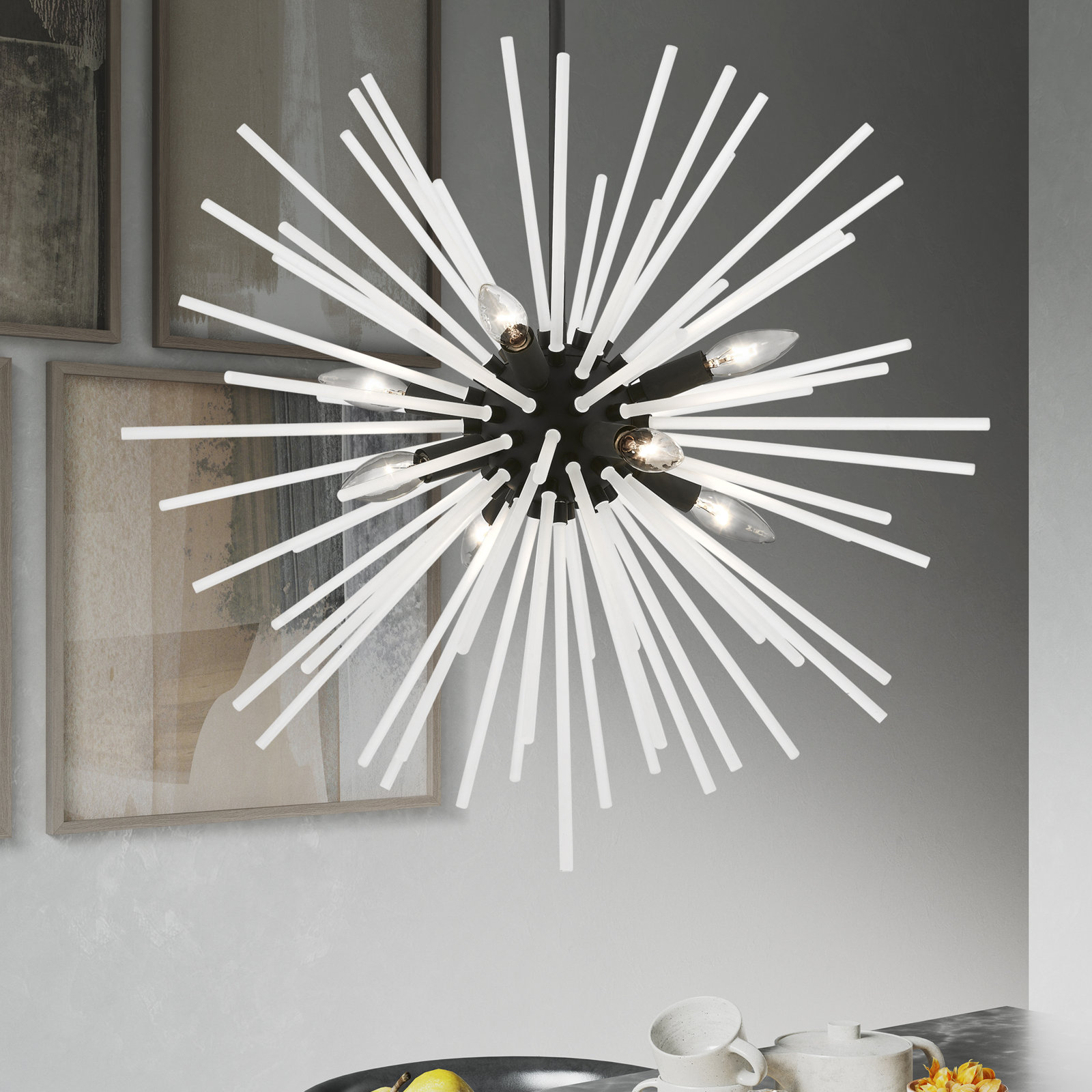 Ryzen 6 - Light Metal Dimmable Sphere Chandelier, 25.75'' H x 15.75'' W x 25.75'' D, Black