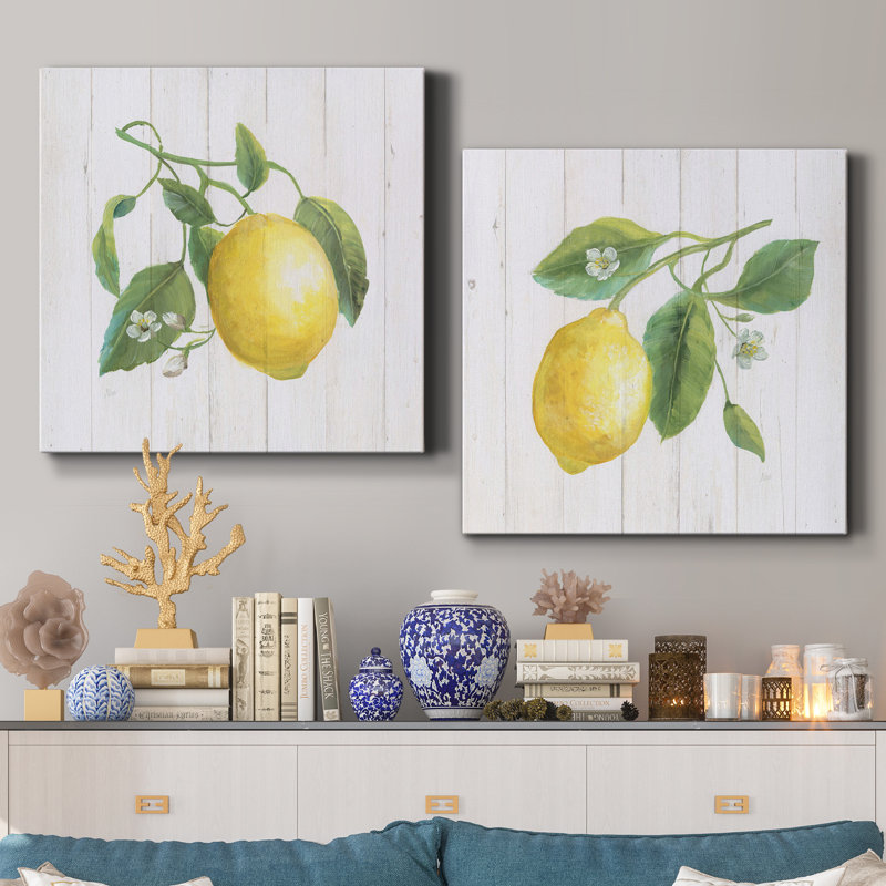 Lemon Fresh I - ensemble de 2 peintures sur toile tendue, H 10 po x l 10 po x P 1 po