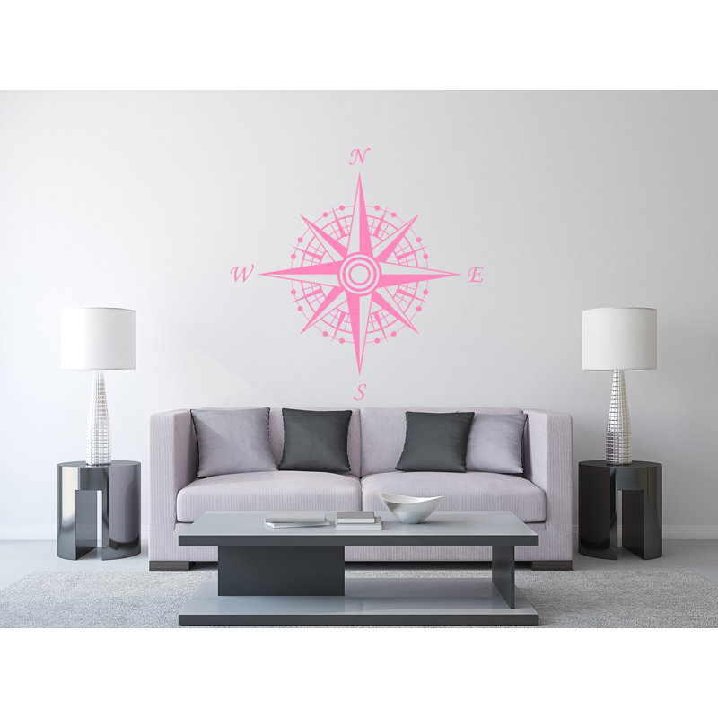 Décalcomanie murale autocollante compass, Rose tendre