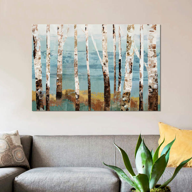 «Birch Reflection», reproduction sur toile, H 26 po x l 40 po x P 1,5 po, Toile tendue, Pas de tapis