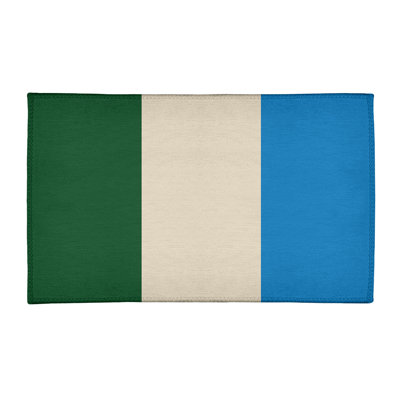 Tapis à rayures vert/crème/bleu