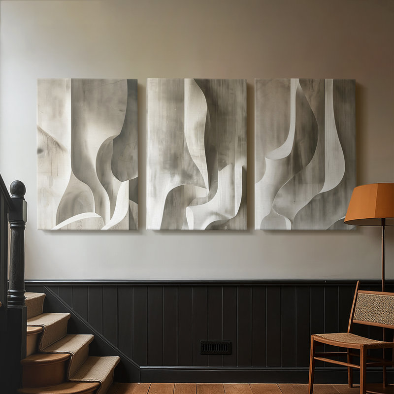 ABSTRACT Series CDLXIX - Toile tendue sur mesure - 3 pièces, H 12 po x l 24 po