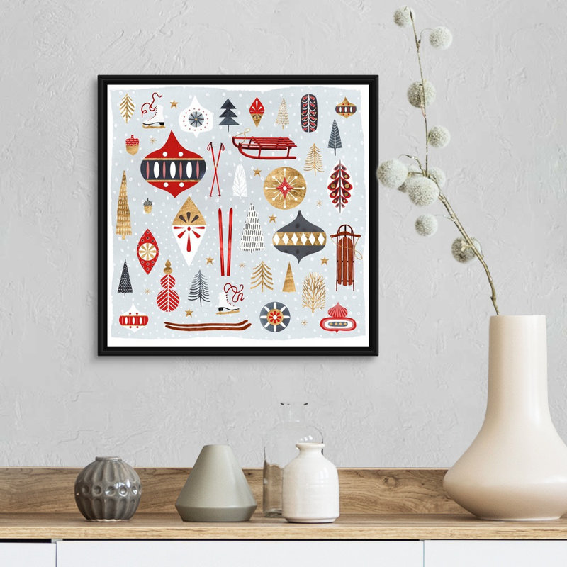 Reproduction d’art sur toile, "Christmas chalet IV" par Victoria Borges, H 18 po x l 18 po x P 1,75 po, Cadre noir