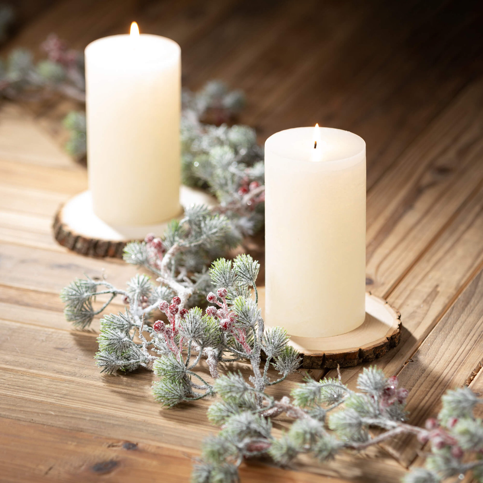 72" Artificial Snowy Pine Berry Christmas Garland, Green