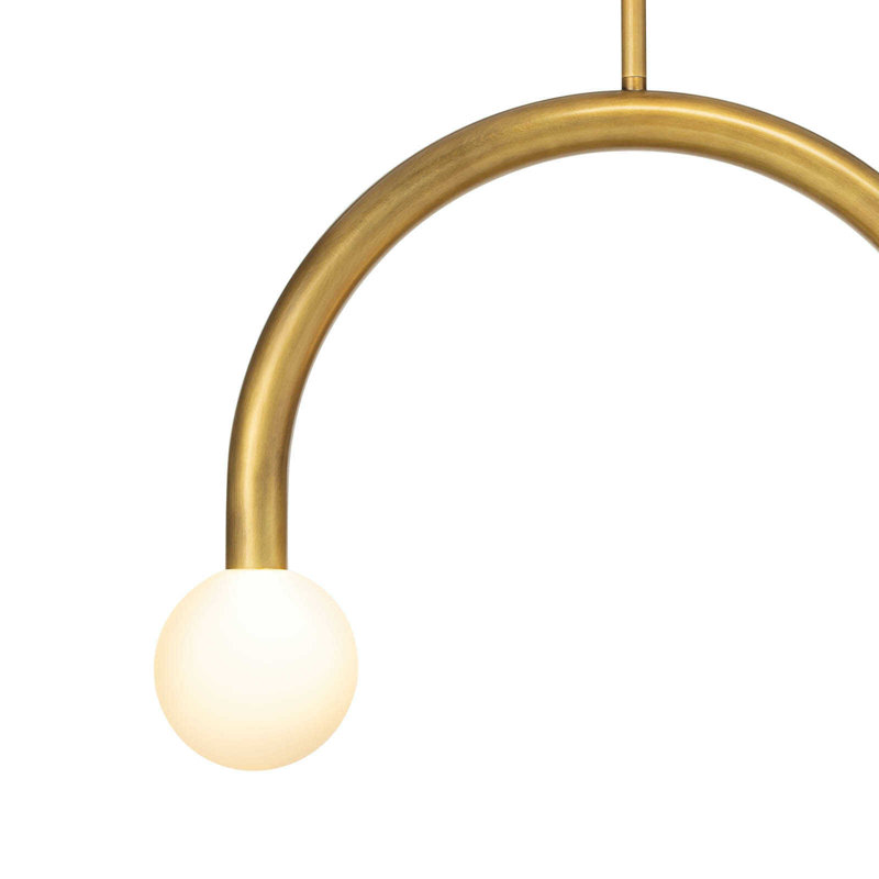 Luminaire suspendu Happy, H 16 po x l 22,5 po x P 5 po, Laiton naturel