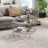2-Tier Round Glass End Table with Metal Frame - Modern Side Table with Storage-1213971236