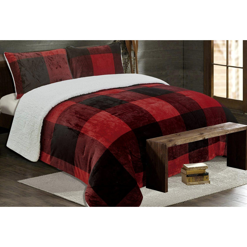 Ensemble d'édredon réversible en microfibre, Rouge, Double/grand