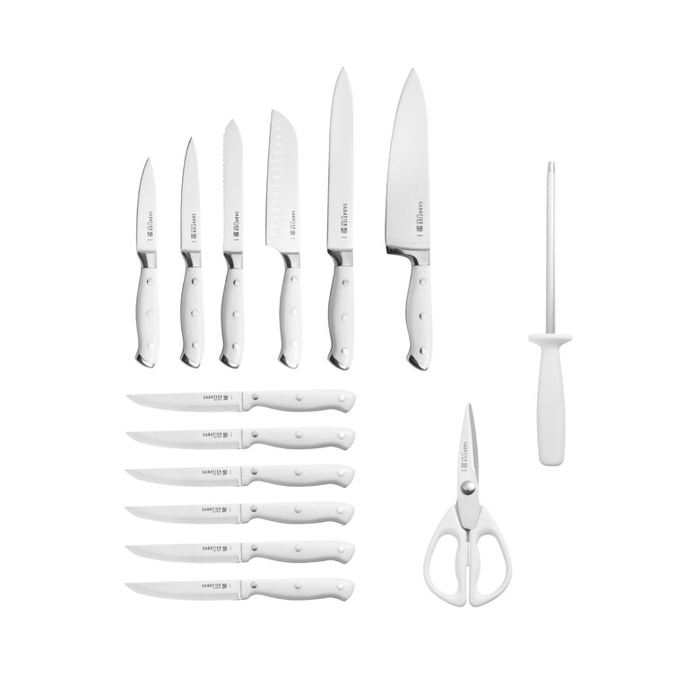 Sabatier 16-pc. White Knife Block Set with Cutting Board