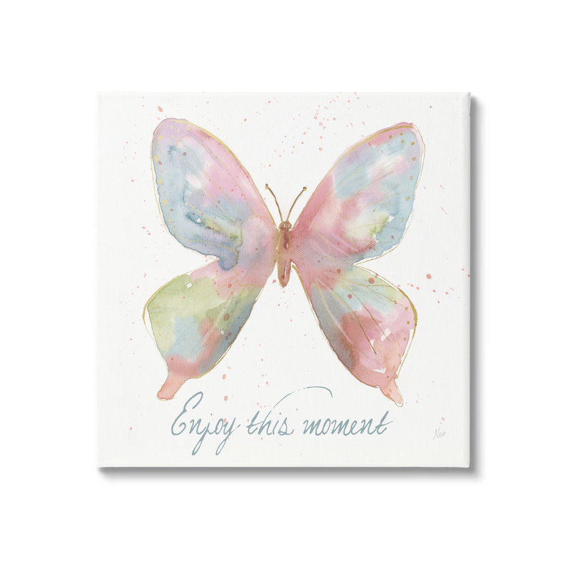 «Enjoy This Moment Butterfly On Canvas» par Nan, reproduction, H 17 po x l 17 po x P 1,5 po