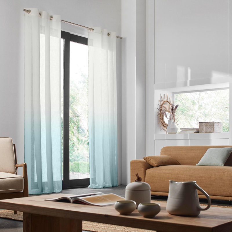 Sheer Curtain Single Panel, 200 x 298cm, Almond/Green