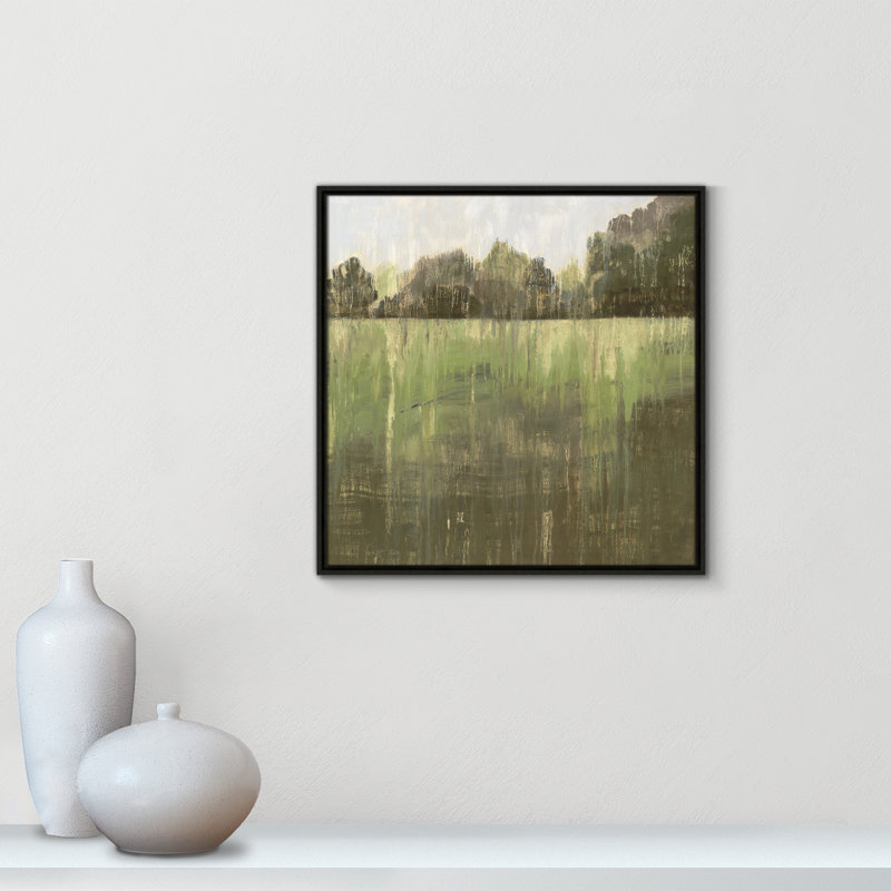 Champ vert II - reproduction d'art, H 25,5 po x l 25,5 po x P 2 po, Toile avec cadre espresso