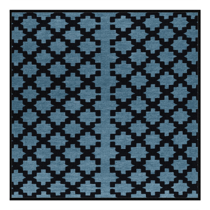Machine Washable Trellis Gray Area Rug, Square 5'