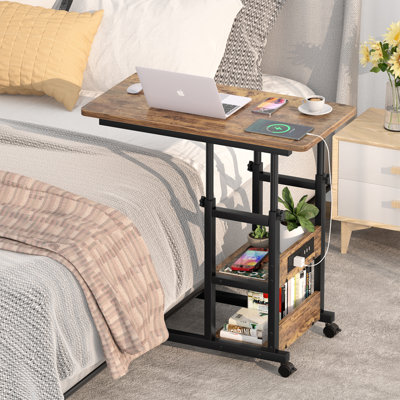 Height Adjustable C Table with USB Port and Wheels