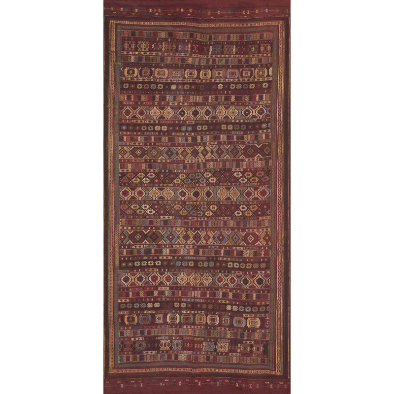 Antique Caucasian Tribal Geometric Flatwoven Verneh Kilim Rug
