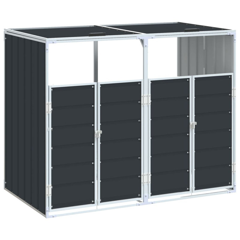 vidaXL Wheelie Bin Storage for Double Bins Anthracite 56.7"x31.9"x44.5" Steel, Anthracite