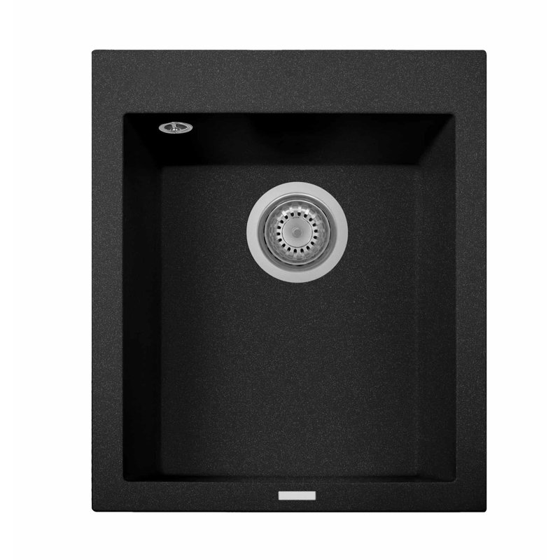 16" L x 20" W Drop-in Kitchen Sink, Black 