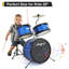 3-Piece Junior Drum Set for Beginners – Complete Kit with Cymbals, Throne Stool & Pedal, Wood & Metal Construction – Blue for Home Practice, Learning & Gifts