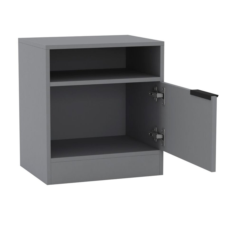 Swathi 114.3cm W Solid Wood Bedside Table, Grey