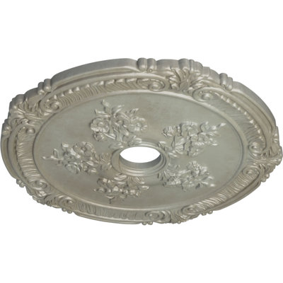 Médaillon Endurathane Attica avec plafond rose, DO 26 po x P 3 3/4 po x P 1 1/2 po (convient aux auvents jusqu'à 4 1/2 po), finition or Flash peinte à la main