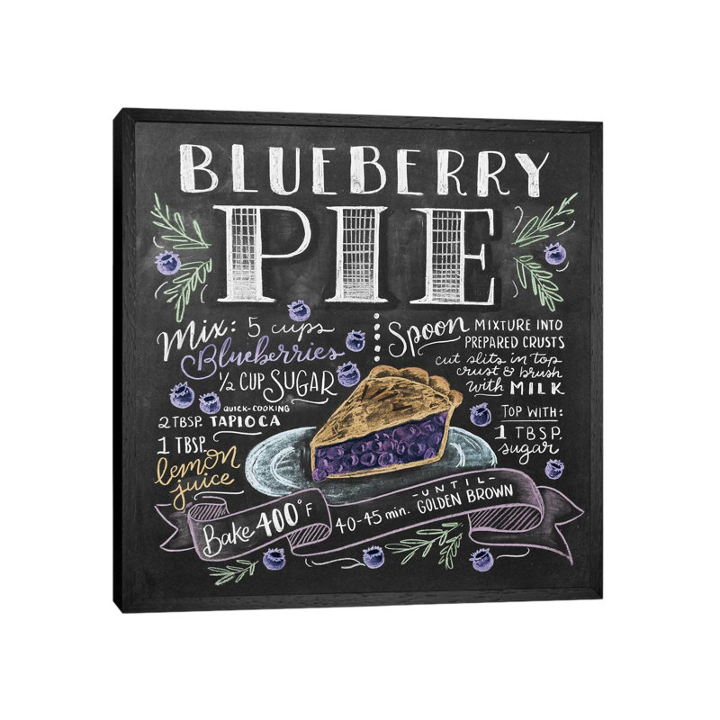Blueberry Pie Recipe - Print on Canvas, 45.72cm H x 45.72cm W x 3.81cm D, Black Floater Framed