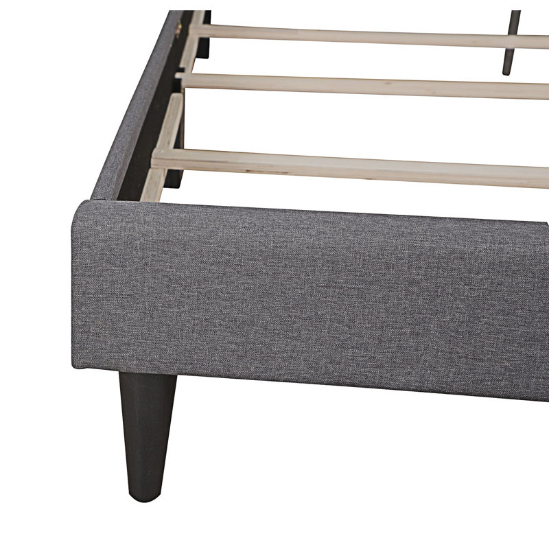 Lit classique avec tête de lit à panneau, grand lit, gris