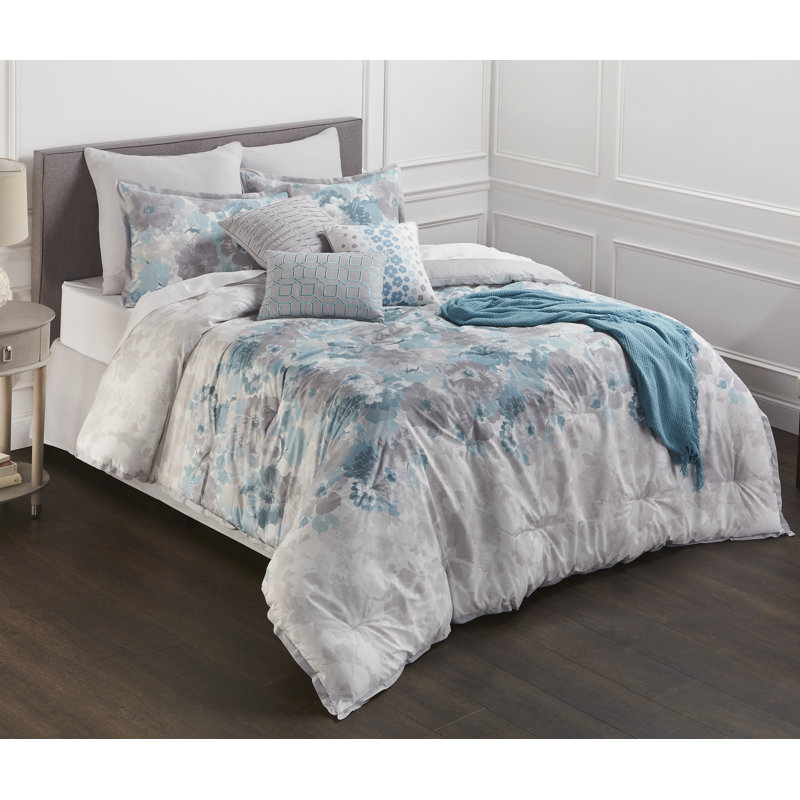Ensemble d'édredon en coton 10 pièces Landwood Home Claire Painterly, Édredon pour grand lit + 9 pièces supplémentair