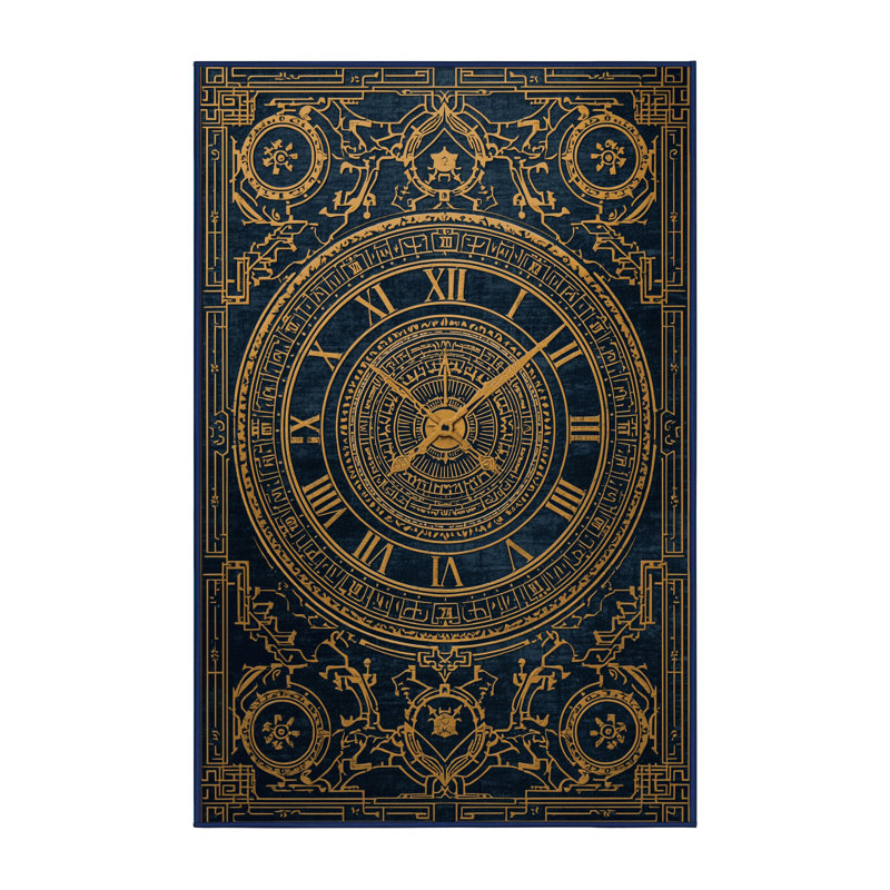 Soft Plush Eslinger New Years Modern & Contemporary Abstract Area Rug in Gray – Navy Binding, 7x9