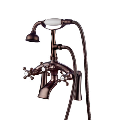 3 Handle Bathroom Clawfoot Tub Faucet with Diverter