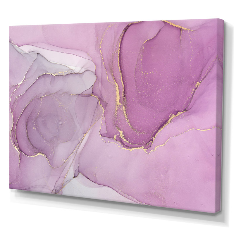 Mauve liquide Waves I - peinture sur toile, H 16 po x l 32 po x P 1 po, Toile tendue