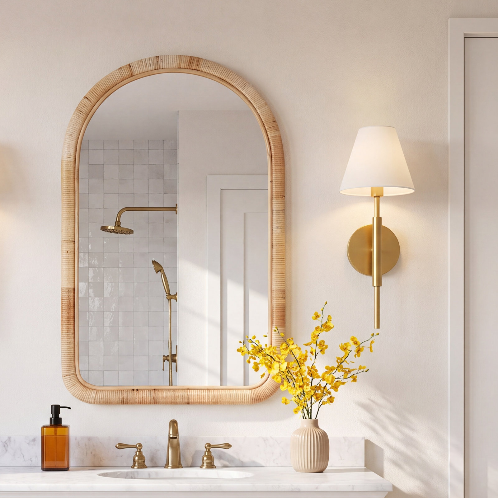 Porteau Single Light Bath Sconce, Satin Brass