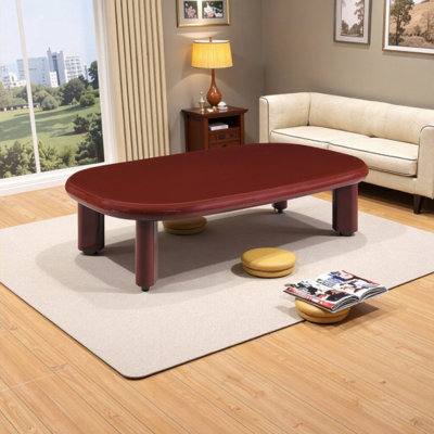 Table basse rouge Eddie: base en métal moderne et finition vibrante