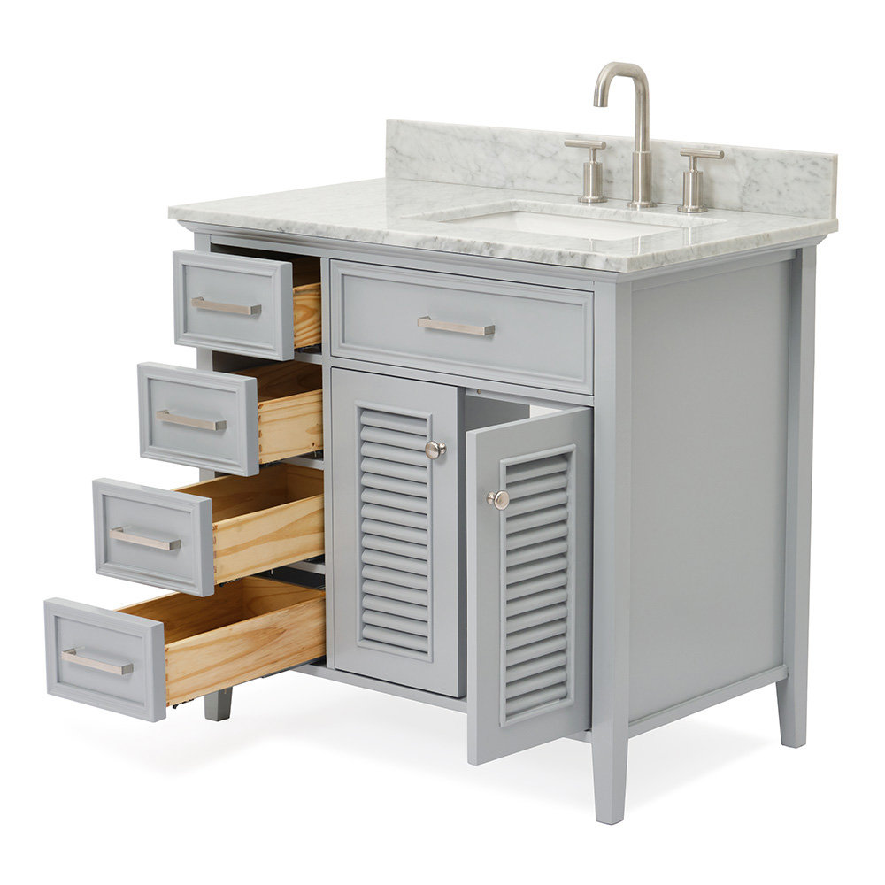 Clyda 37" Single Bathroom Vanity, Gray, Right