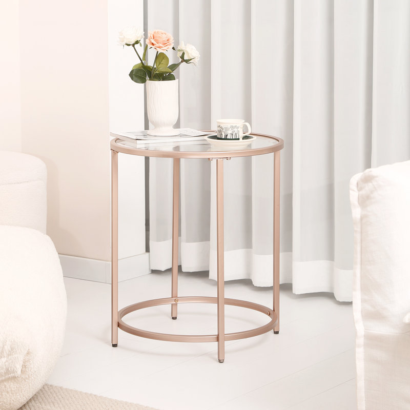 Table d'appoint ronde en verre, Or rose