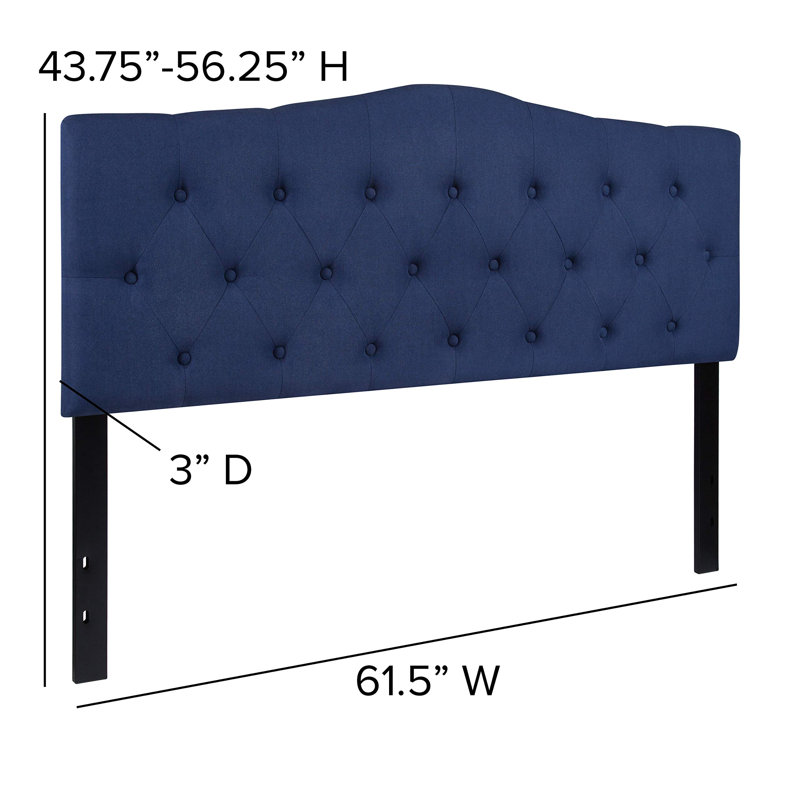 Navy Tufted Upholstered Queen Size Headboard