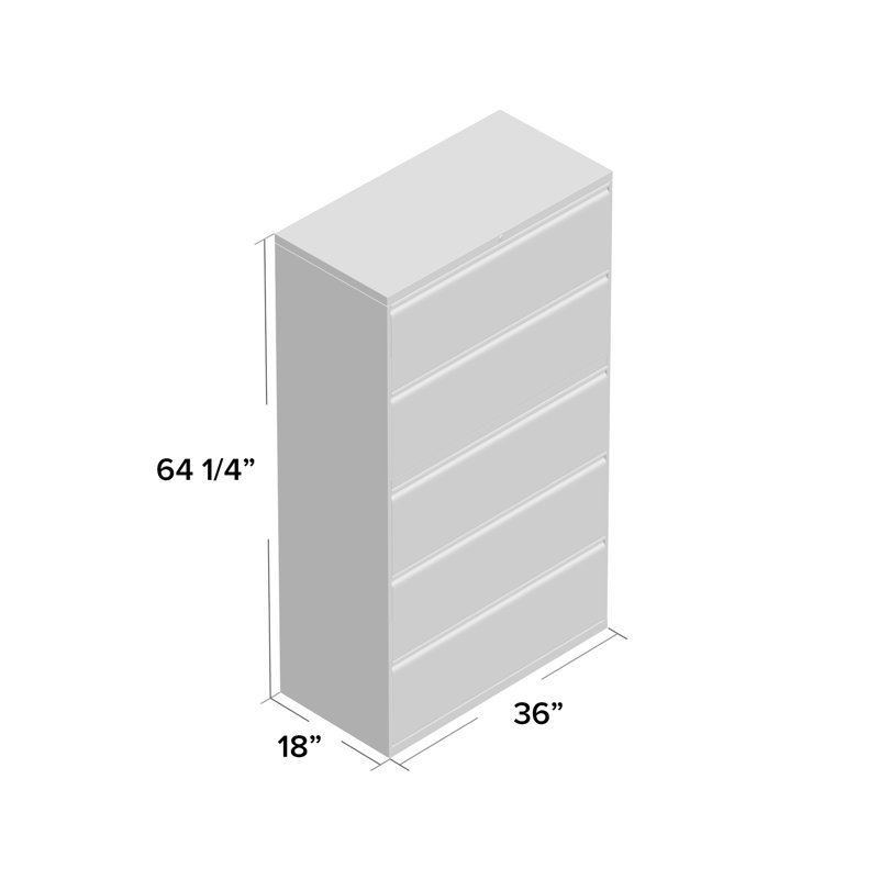Black 36'' Wide 5-Drawer Lockable Metal File Cabinet