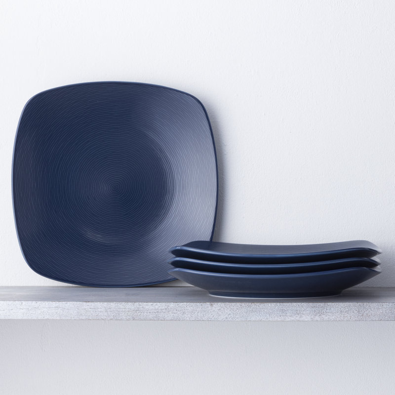 Noritake Colorscapes Swirl Square Dinner Plates, 10-3/4", Navy